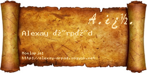 Alexay Árpád névjegykártya