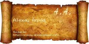 Alexay Árpád névjegykártya
